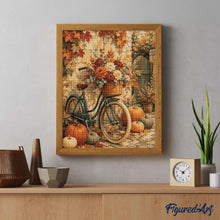 Load image into Gallery viewer, Diamond Painting - Flower Bicycle with Pumpkins