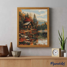 Load image into Gallery viewer, Diamond Painting - Cosy Cabin by the Autumn Lake