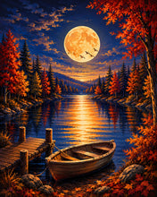 Load image into Gallery viewer, Diamond Painting - Harvest Moon over the Lake