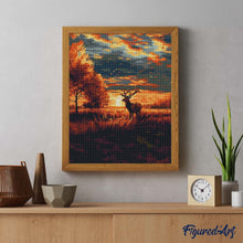 Load image into Gallery viewer, Diamond Painting - Majestic Stag at Autumn Sunset