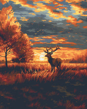 Load image into Gallery viewer, Diamond Painting - Majestic Stag at Autumn Sunset