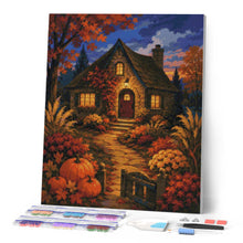 Load image into Gallery viewer, Diamond Painting - Glowing Pumpkin Cottage at Dusk