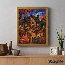 Load image into Gallery viewer, Diamond Painting - Glowing Pumpkin Cottage at Dusk