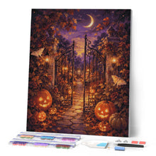 Load image into Gallery viewer, Diamond Painting - Enchanted Jack o Lantern Garden Gate