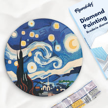 Load image into Gallery viewer, Diamond Painting on Wood Slice - Starry Night Figured'Art UK