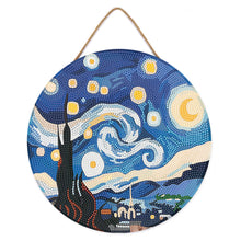 Load image into Gallery viewer, Diamond Painting on Wood Slice - Starry Night