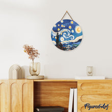 Load image into Gallery viewer, Diamond Painting on Wood Slice - Starry Night