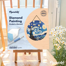 Load image into Gallery viewer, Diamond Painting on Wood Slice - Starry Night