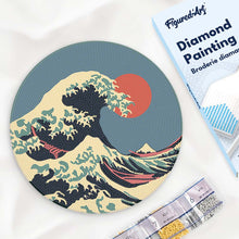 Load image into Gallery viewer, Diamond Painting on Wood Slice - The Great Wave Figured'Art UK