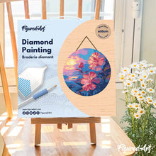 Load image into Gallery viewer, Diamond Painting on Wood Slice - Hibiscus at Sunset