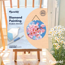 Load image into Gallery viewer, Diamond Painting on Wood Slice - Cherry Blossom