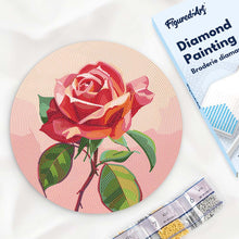 Load image into Gallery viewer, Diamond Painting on Wood Slice - Red Rose Figured'Art UK