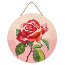 Load image into Gallery viewer, Diamond Painting on Wood Slice - Red Rose