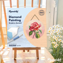 Load image into Gallery viewer, Diamond Painting on Wood Slice - Red Rose
