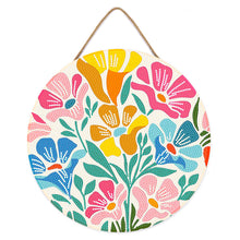 Load image into Gallery viewer, Diamond Painting on Wood Slice - Colorful Floral Pattern