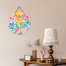 Load image into Gallery viewer, Diamond Painting on Wood Slice - Colorful Floral Pattern
