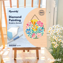 Load image into Gallery viewer, Diamond Painting on Wood Slice - Colorful Floral Pattern