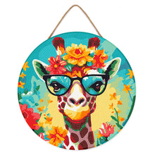 Load image into Gallery viewer, Diamond Painting on Wood Slice - Fantasy Giraffe and Flowers