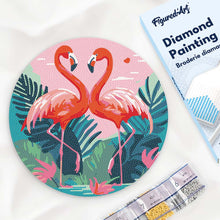 Load image into Gallery viewer, Diamond Painting on Wood Slice - Tropical Flamingos Figured'Art UK