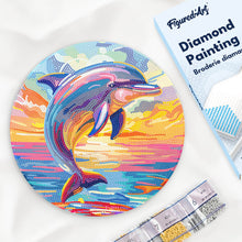 Load image into Gallery viewer, Diamond Painting on Wood Slice - Dolphin Figured'Art UK