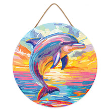Load image into Gallery viewer, Diamond Painting on Wood Slice - Dolphin