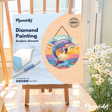 Load image into Gallery viewer, Diamond Painting on Wood Slice - Dolphin