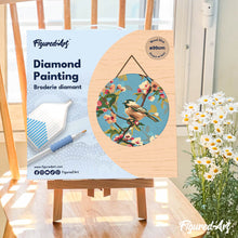 Load image into Gallery viewer, Diamond Painting on Wood Slice - Bird on Branch