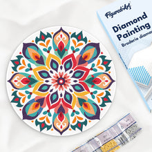 Load image into Gallery viewer, Diamond Painting on Wood Slice - Floral Mandala Figured'Art UK