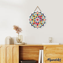 Load image into Gallery viewer, Diamond Painting on Wood Slice - Floral Mandala