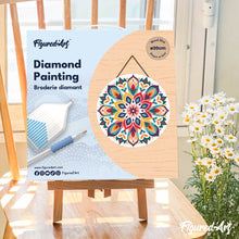 Load image into Gallery viewer, Diamond Painting on Wood Slice - Floral Mandala