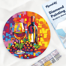 Load image into Gallery viewer, Diamond Painting on Wood Slice - Wine and Grapes Figured'Art UK