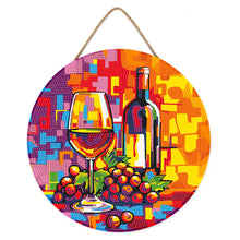 Load image into Gallery viewer, Diamond Painting on Wood Slice - Wine and Grapes