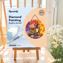 Load image into Gallery viewer, Diamond Painting on Wood Slice - Wine and Grapes