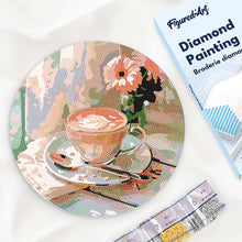 Load image into Gallery viewer, Diamond Painting on Wood Slice - Morning Coffee Figured'Art UK