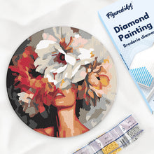 Load image into Gallery viewer, Diamond Painting on Wood Slice - Beauty Behind Flowers Figured'Art UK