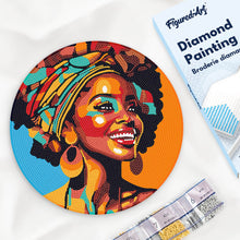 Load image into Gallery viewer, Diamond Painting on Wood Slice - African Queen Pop Art Figured'Art UK