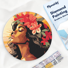 Load image into Gallery viewer, Diamond Painting on Wood Slice - Floral Woman Figured'Art UK