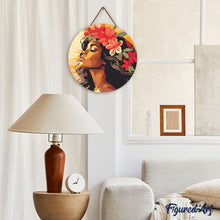 Load image into Gallery viewer, Diamond Painting on Wood Slice - Floral Woman