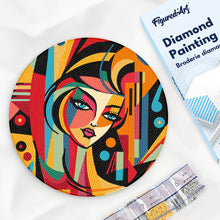 Load image into Gallery viewer, Diamond Painting on Wood Slice - Picasso Style Abstract Woman Figured'Art UK