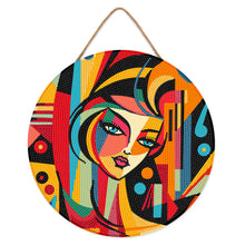 Load image into Gallery viewer, Diamond Painting on Wood Slice - Picasso Style Abstract Woman