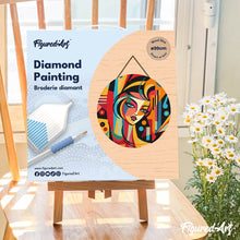 Load image into Gallery viewer, Diamond Painting on Wood Slice - Picasso Style Abstract Woman