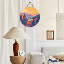 Load image into Gallery viewer, Diamond Painting on Wood Slice - Autumn Valley