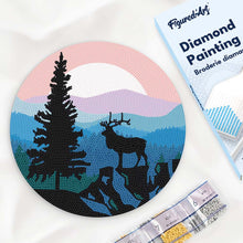 Load image into Gallery viewer, Diamond Painting on Wood Slice - A Moose on the Cliff Figured'Art UK