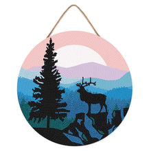 Load image into Gallery viewer, Diamond Painting on Wood Slice - A Moose on the Cliff