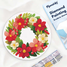Load image into Gallery viewer, Diamond Painting on Wood Slice - Floral Christmas Wreath Figured'Art UK