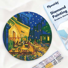 Load image into Gallery viewer, Diamond Painting on Wood Slice - Van Gogh Cafe Terrace at Night Figured'Art UK