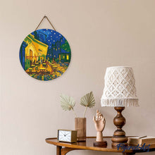 Load image into Gallery viewer, Diamond Painting on Wood Slice - Van Gogh Cafe Terrace at Night
