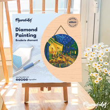 Load image into Gallery viewer, Diamond Painting on Wood Slice - Van Gogh Cafe Terrace at Night