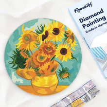 Load image into Gallery viewer, Diamond Painting on Wood Slice - Van Gogh - Sunflowers Figured'Art UK