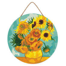 Load image into Gallery viewer, Diamond Painting on Wood Slice - Van Gogh - Sunflowers